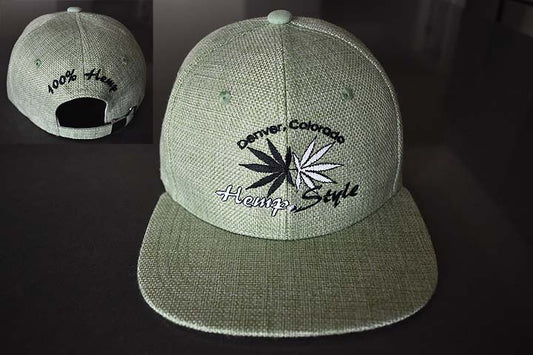 Designer Baseball Cap - 100% Hemp Fabric (GREEN w LARGE logo)