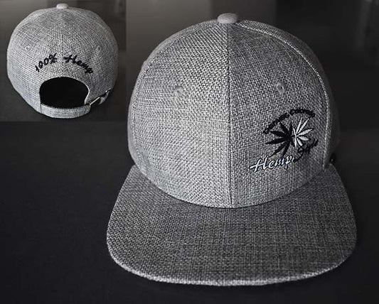 Designer Baseball Cap - 100% Hemp Fabric (GREY w SMALL logo)